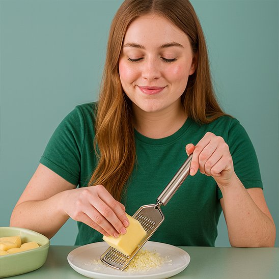 râpe à fromage directement au-dessus plats