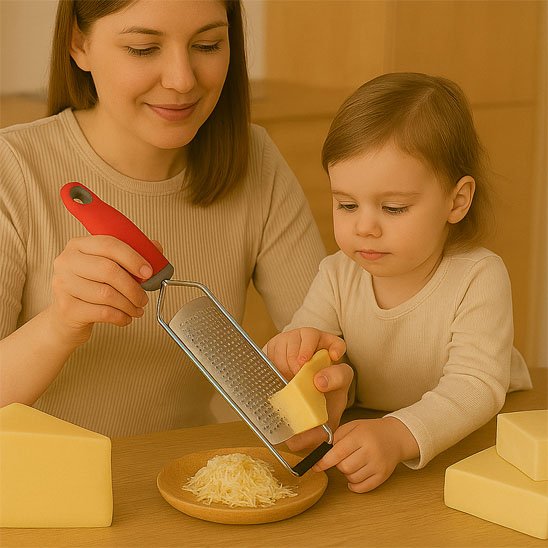 râpe à fromage rouge acier