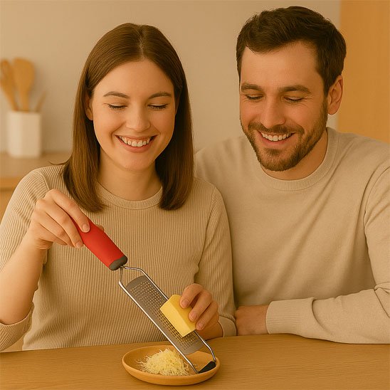 râpe à fromage securitaire rouge